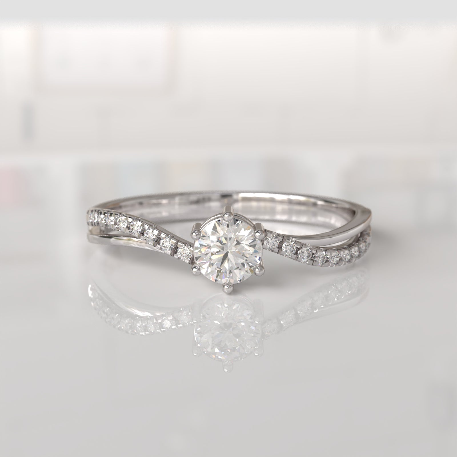 Anillo de Compromiso con Diamantes Noah - Oro Blanco 18K