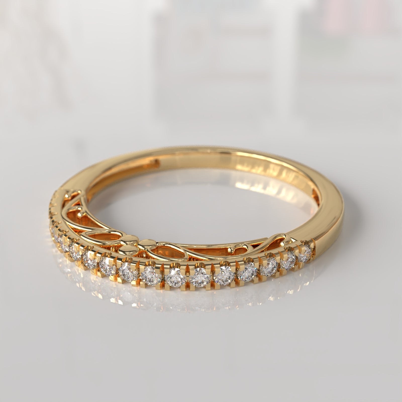 Anillo de Compromiso con Diamantes Isolde - Oro Amarillo 18K