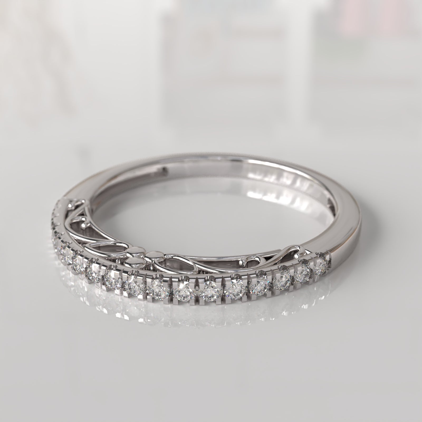 Anillo de Compromiso con Diamantes Isolde - Oro Blanco 18K