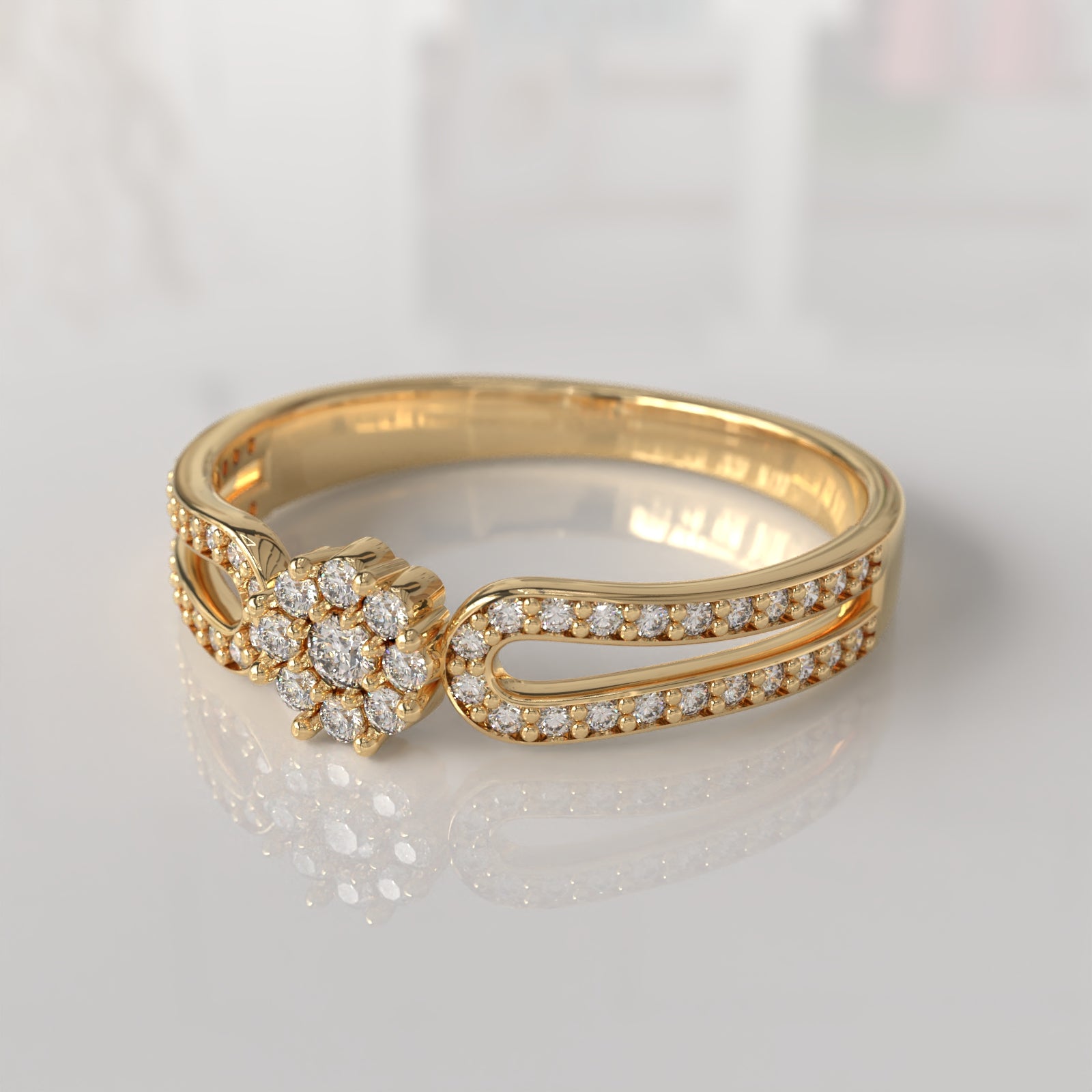 Anillo de Compromiso con Diamantes Cersy - Oro Amarillo 18K