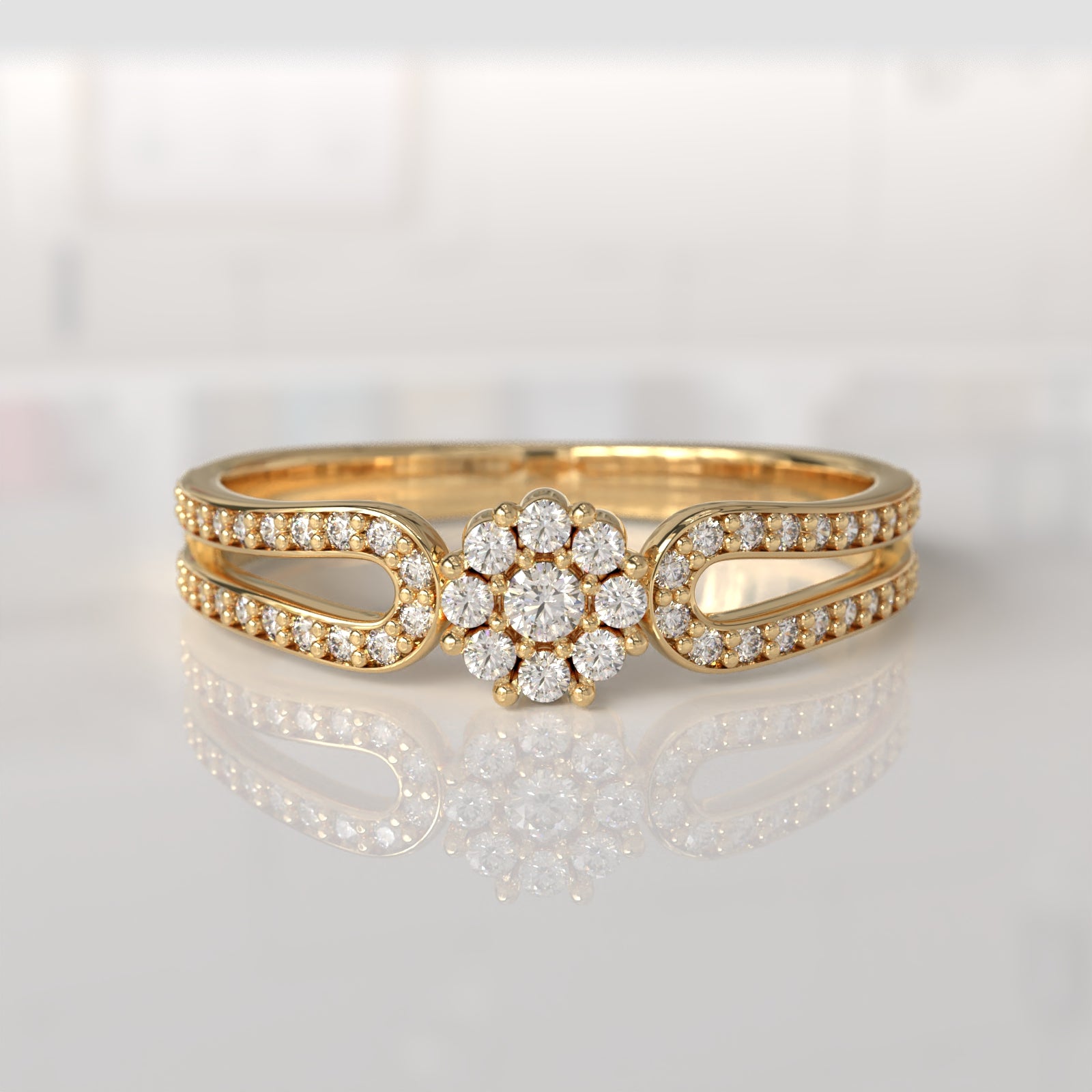 Anillo de Compromiso con Diamantes Cersy - Oro Amarillo 18K