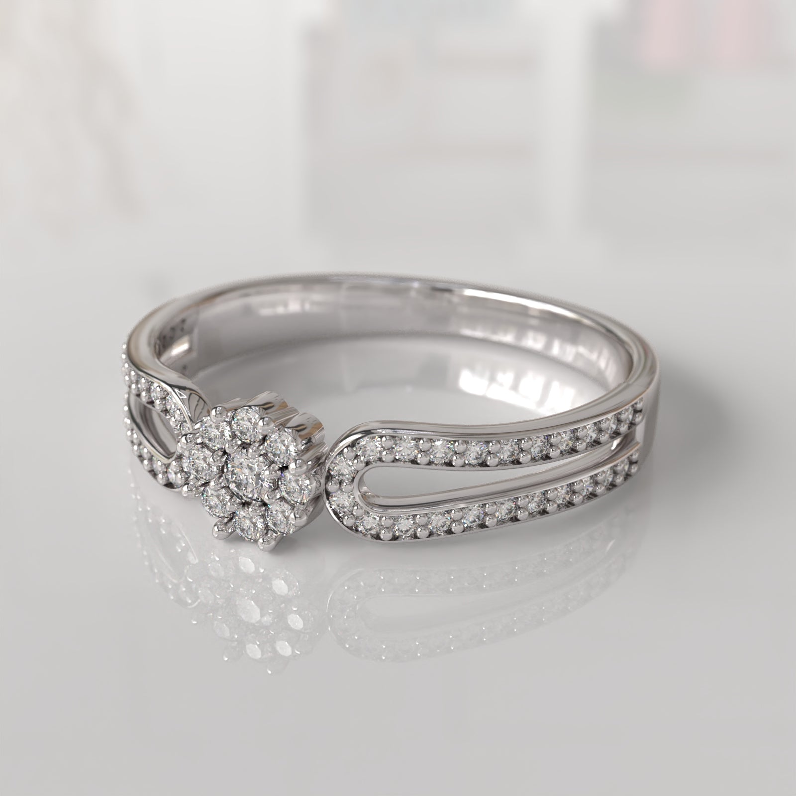Anillo de Compromiso con Diamantes Cersy - Oro Blanco 18K
