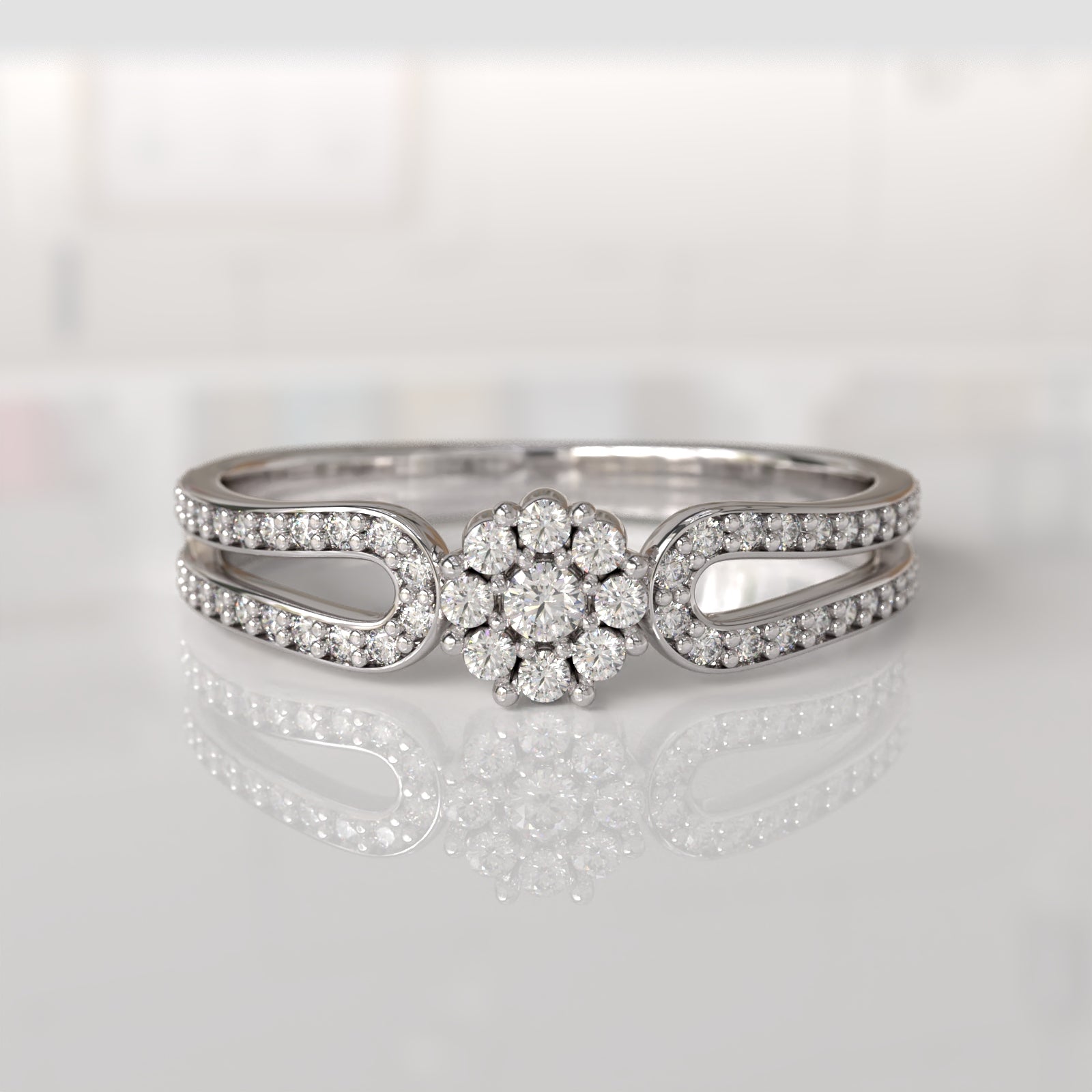 Anillo de Compromiso con Diamantes Cersy - Oro Blanco 18K