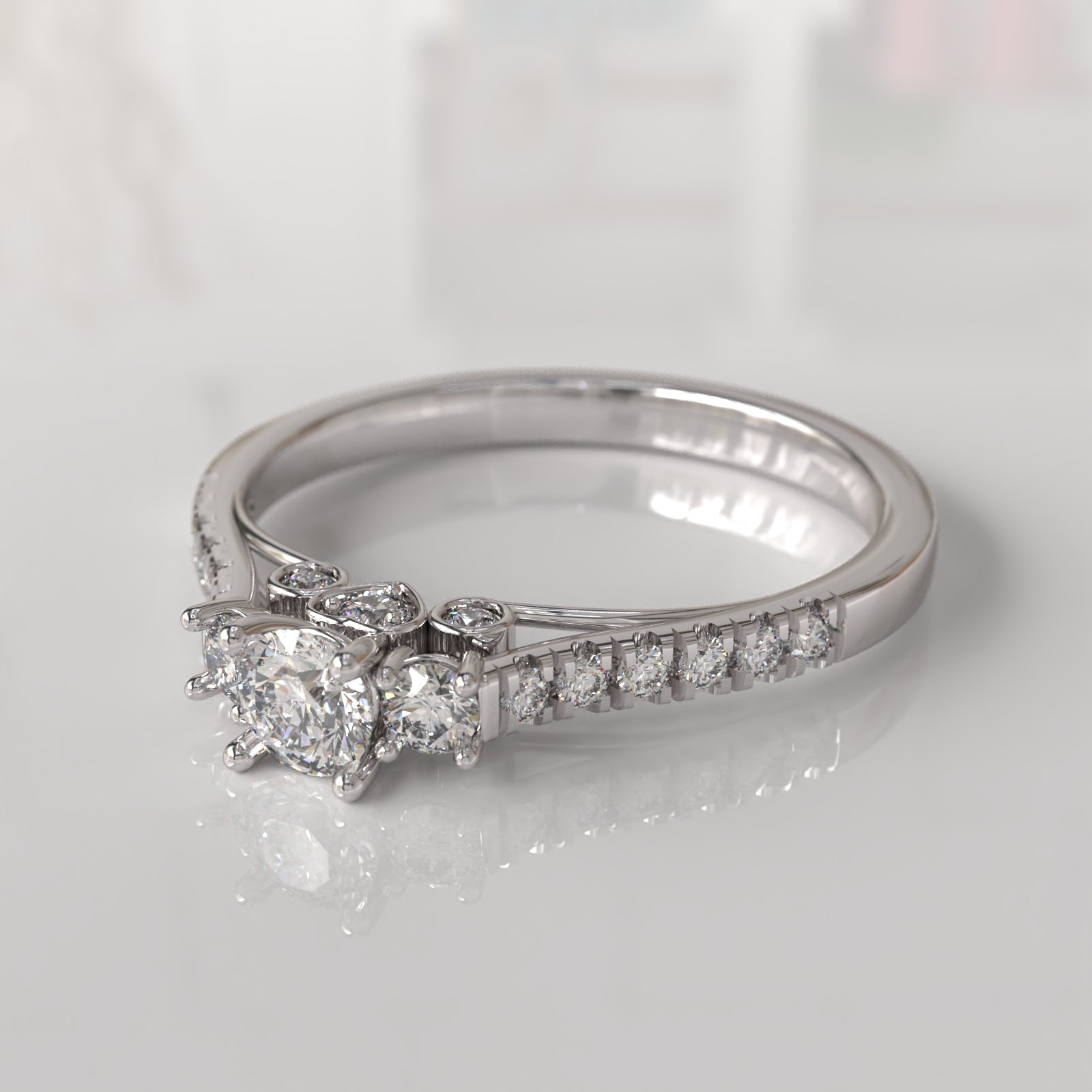 Anillo de Compromiso con Diamantes Moira - Oro Blanco 18K