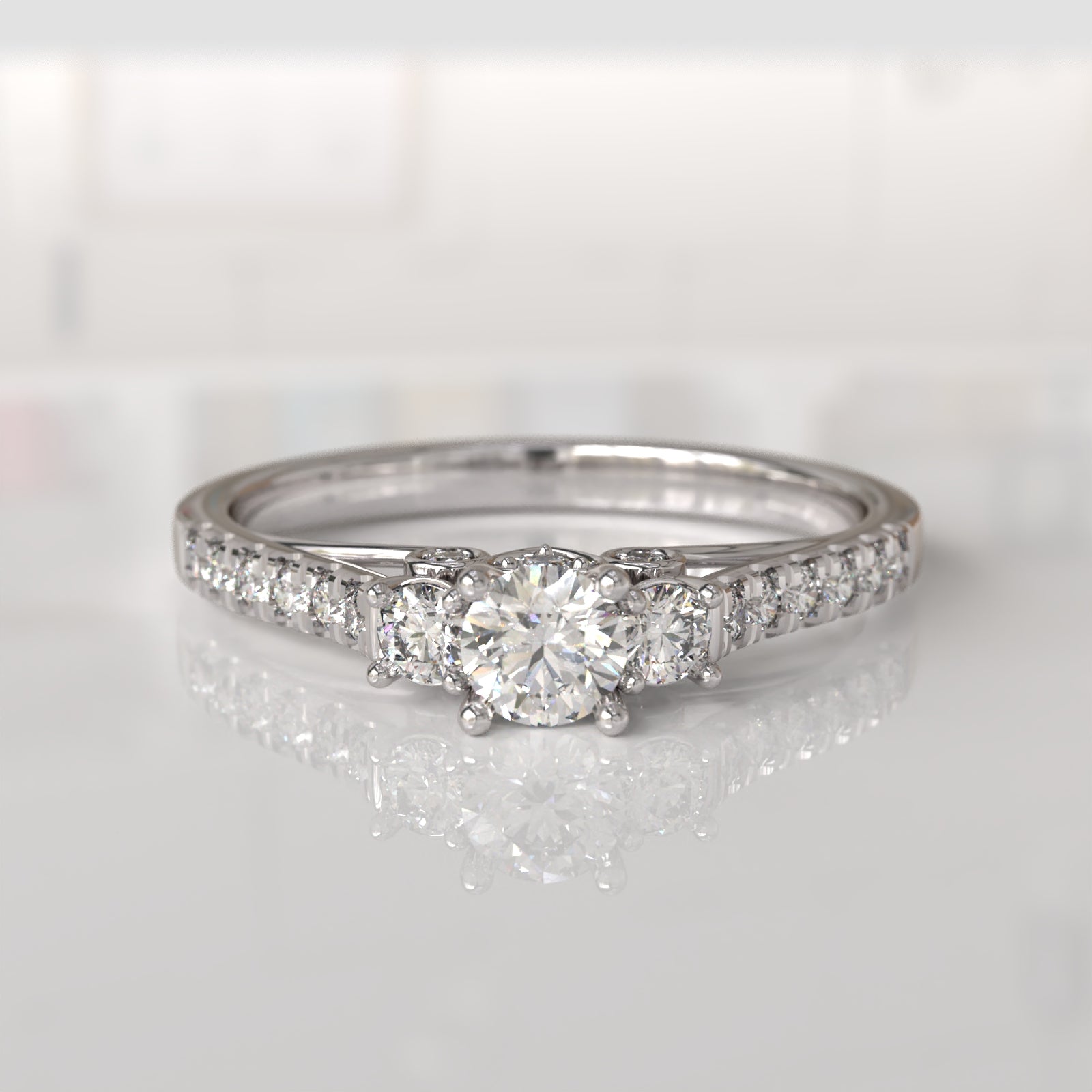Anillo de Compromiso con Diamantes Moira - Oro Blanco 18K