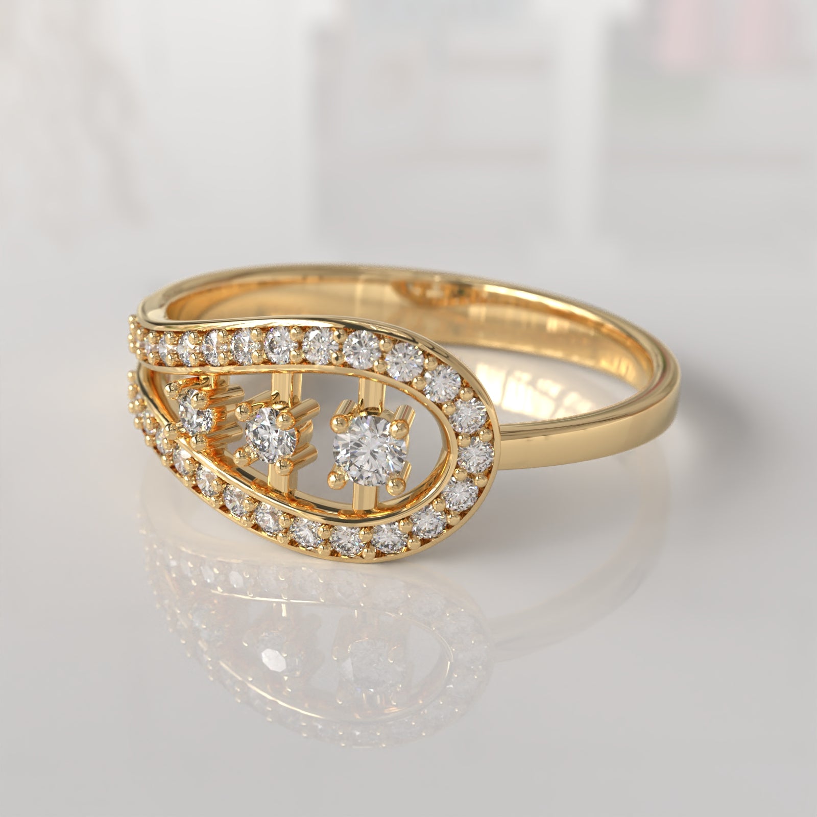Anillo con Diamantes Hunter - Oro Amarillo 18K