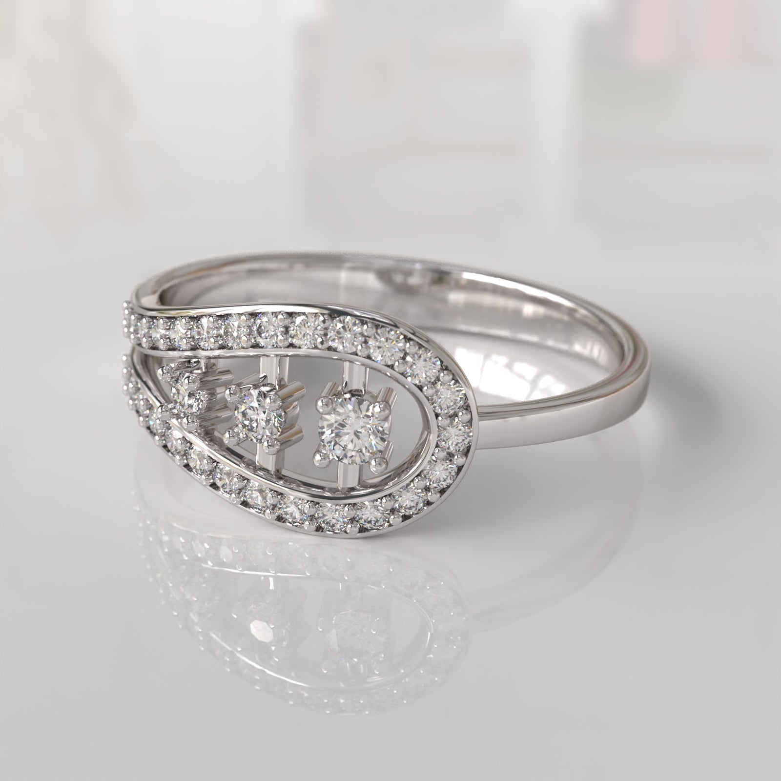 Anillo con Diamantes Hunter - Oro Blanco 18K