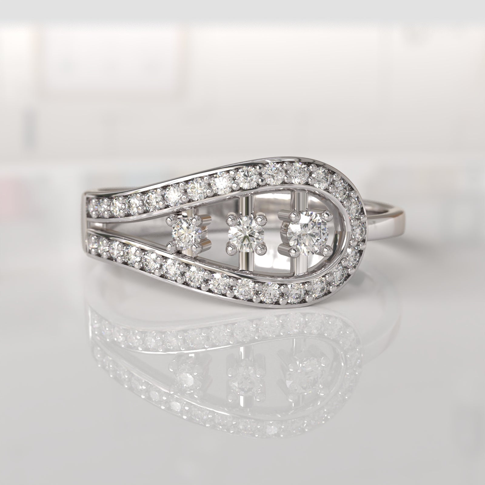 Anillo con Diamantes Hunter - Oro Blanco 18K