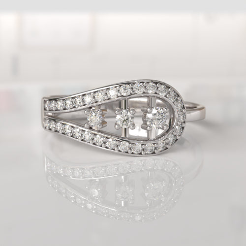 Anillo con Diamantes Hunter - Oro Blanco 18K