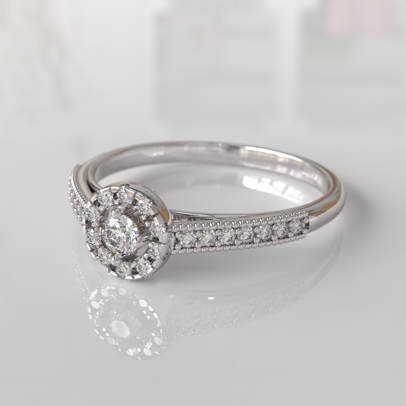 Anillo de Compromiso con Diamantes Athena - Oro Blanco 18K