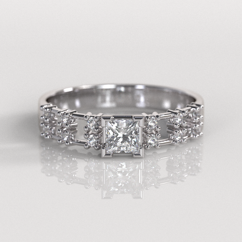 Anillo de Compromiso Amelia - Oro Blanco 18K