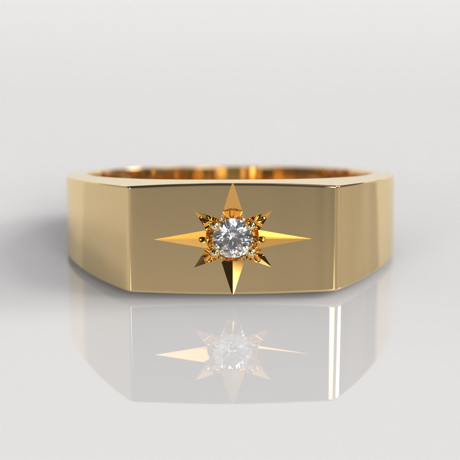 Anillo Sello Star - Oro Amarillo 18K