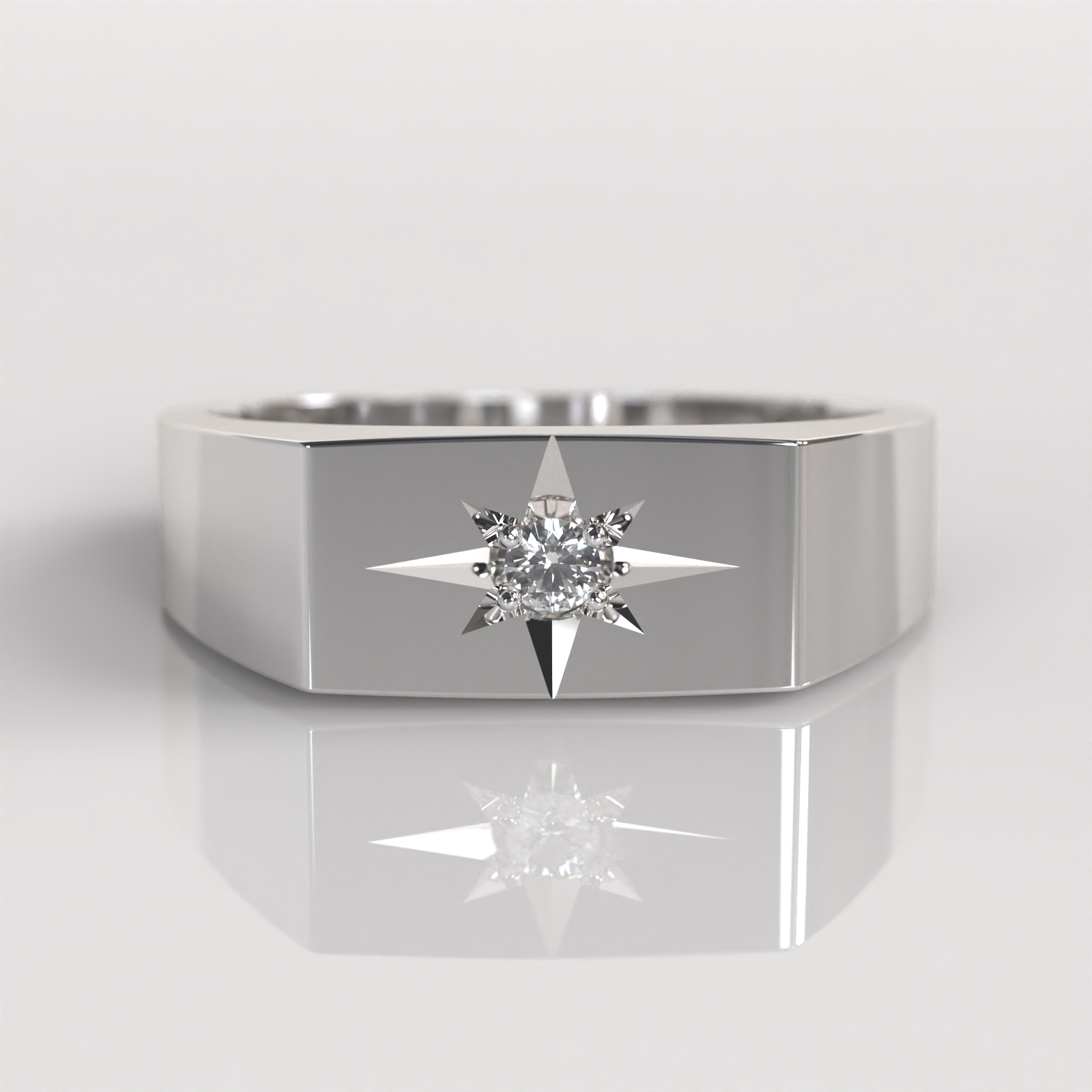Anillo Sello Star - Plata