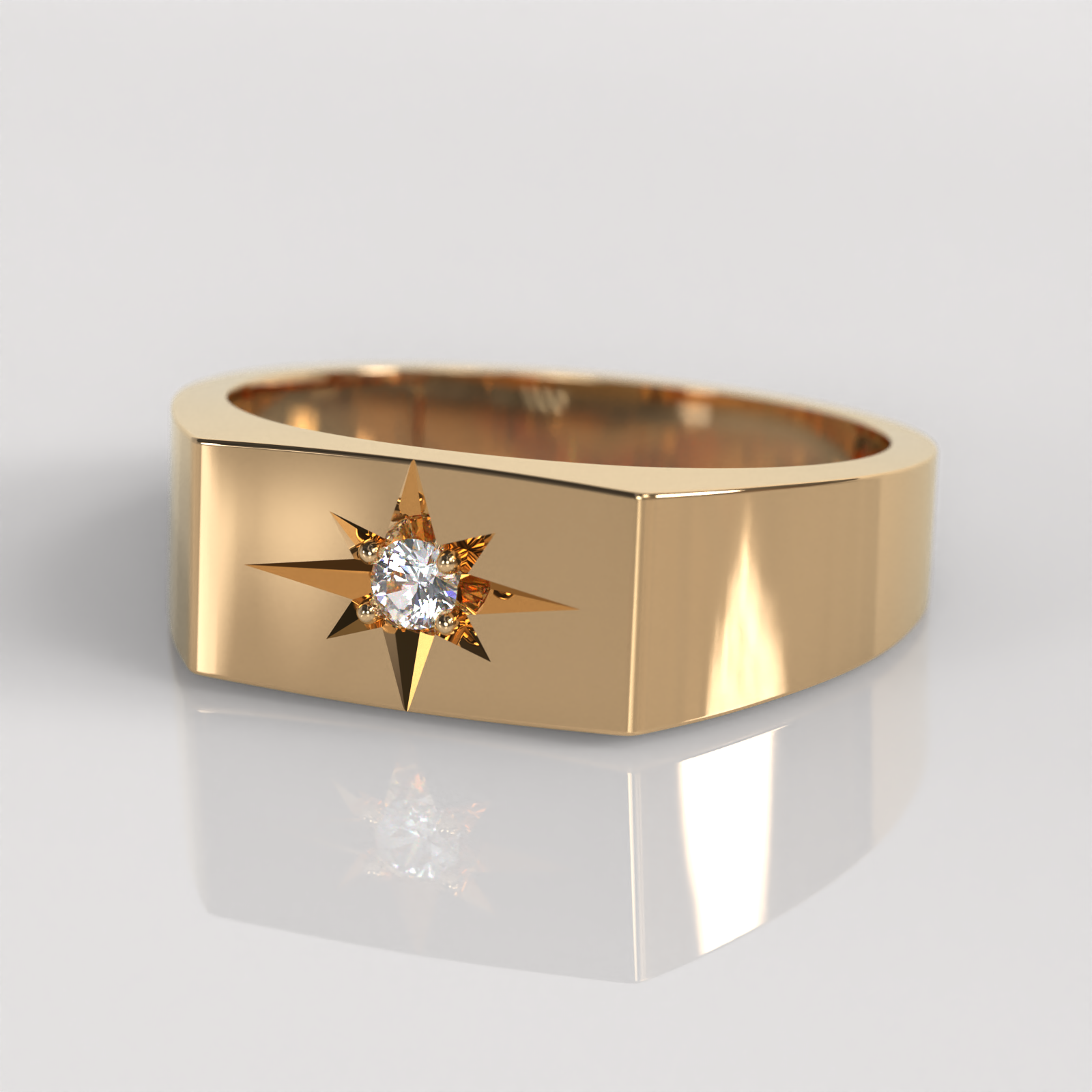 Anillo Sello Star - Oro Rosado 18K
