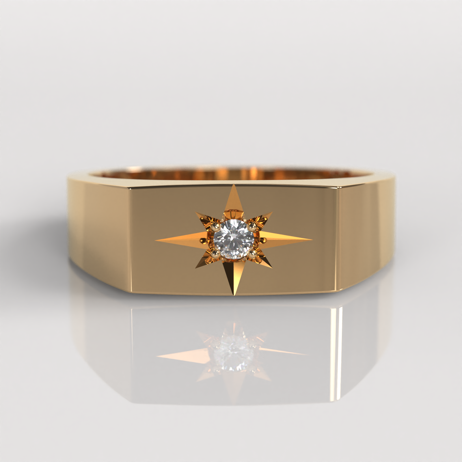 Anillo Sello Star - Oro Rosado 18K