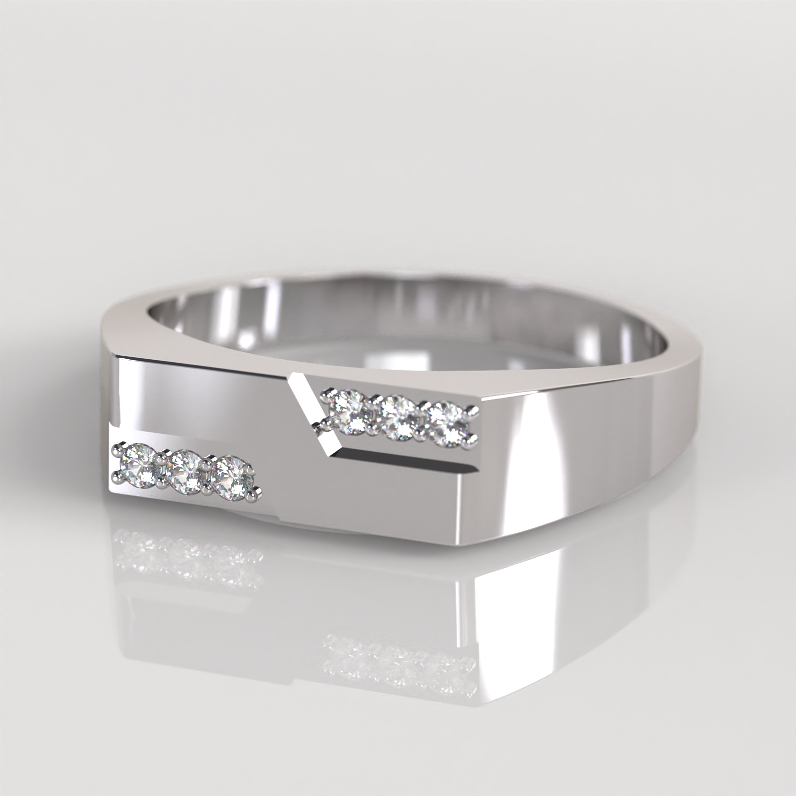 Anillo Sello Ray - Oro Blanco 18K