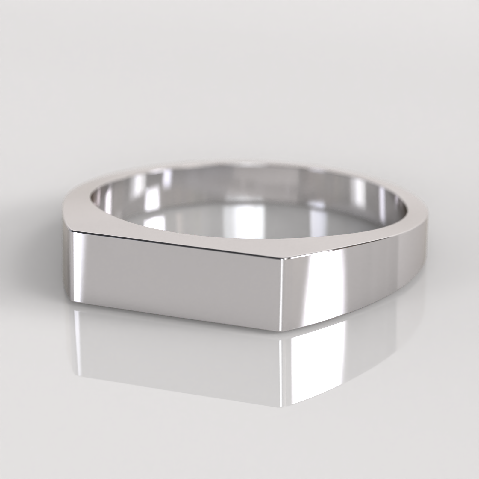 Anillo Sello Ethan - Oro Blanco 18K