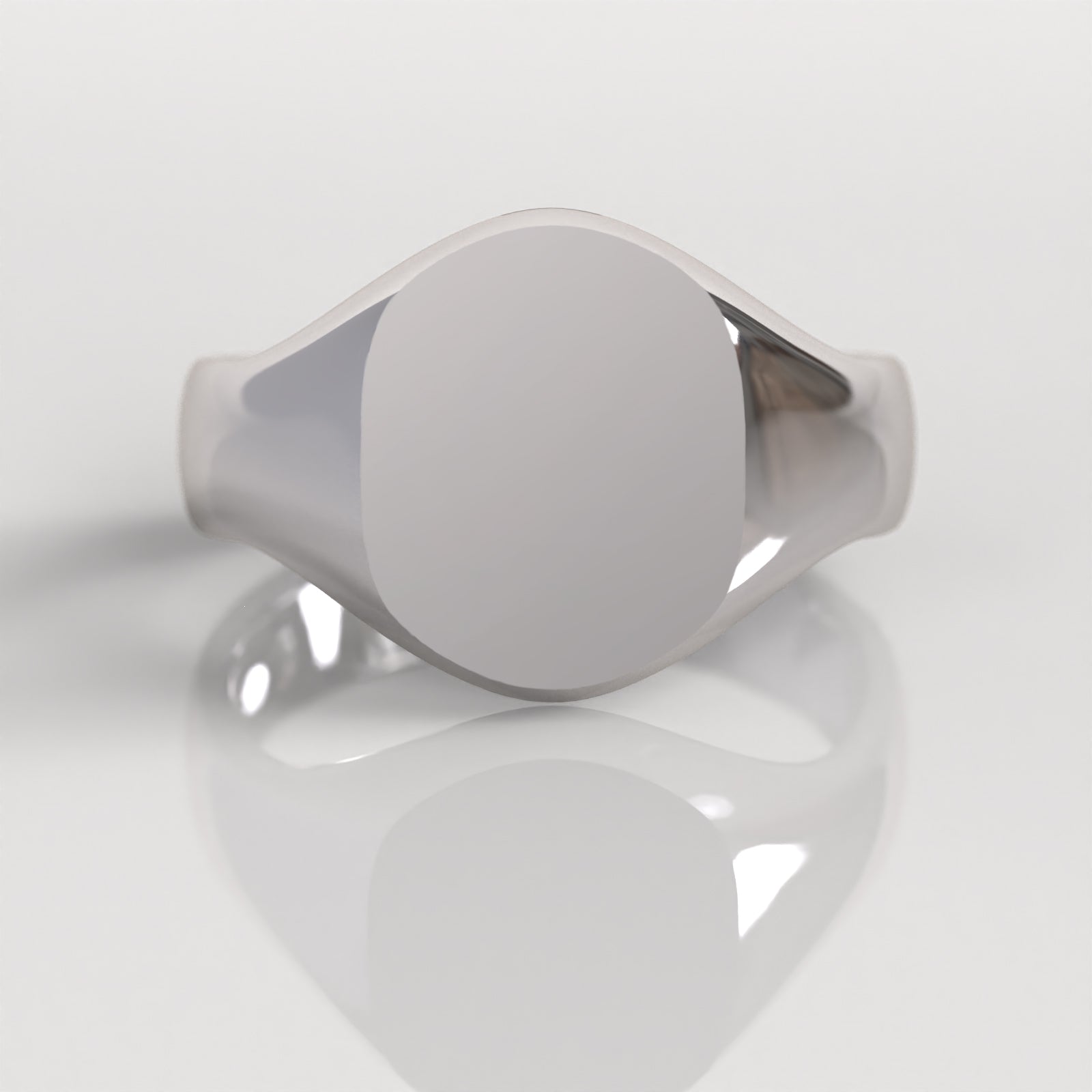 Anillo Sello Oval - Oro Blanco 18K