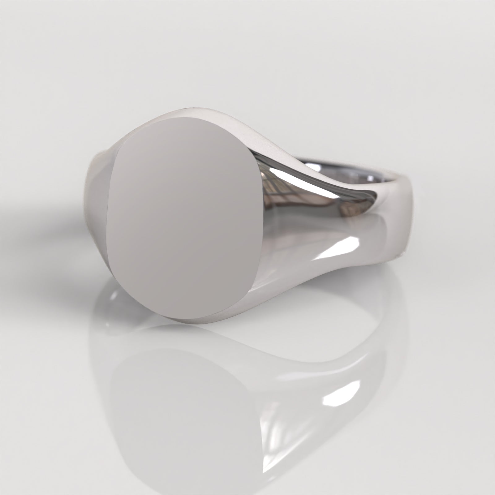 Anillo Sello Oval - Oro Blanco 18K