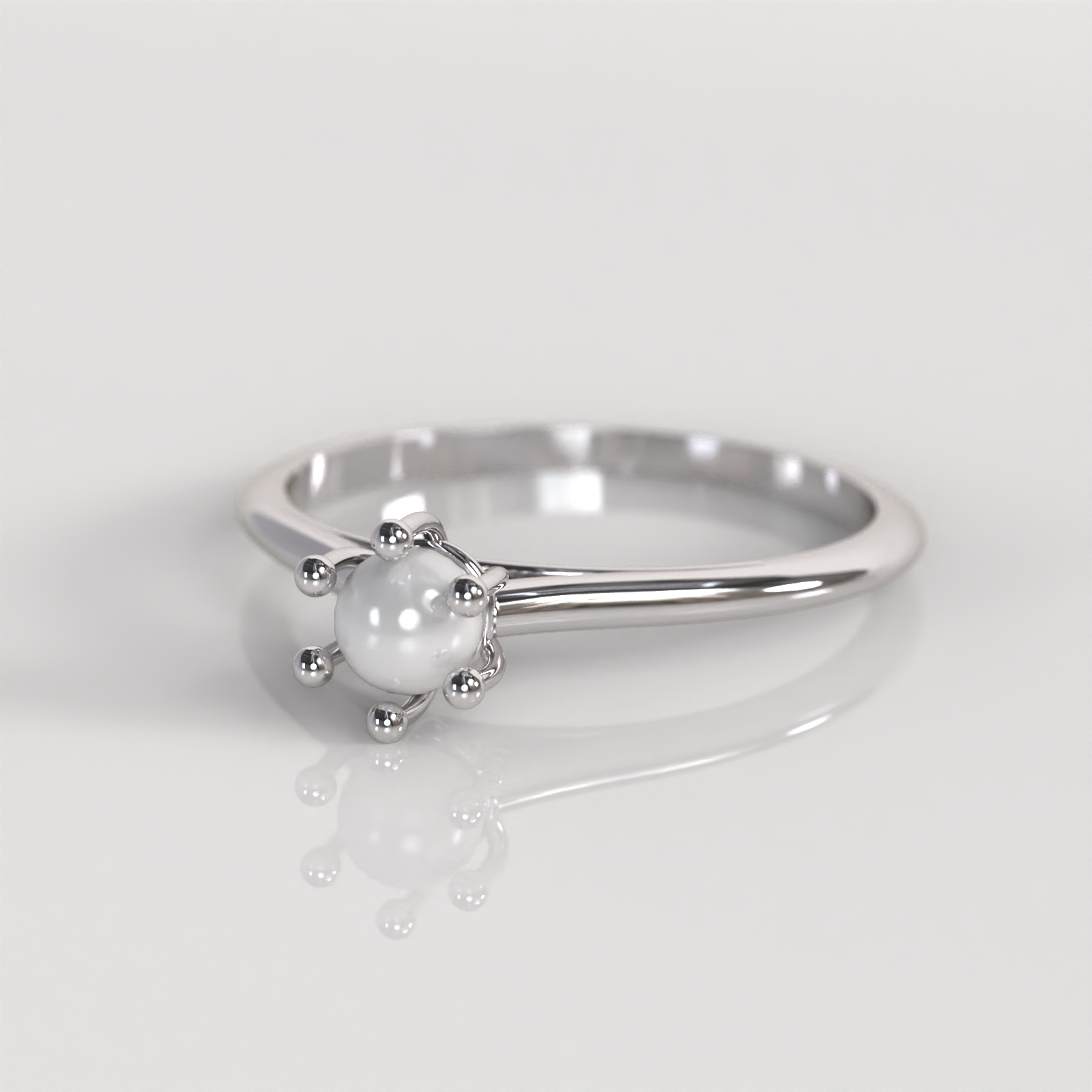 Anillo de Compromiso Perla - Oro Blanco 18K
