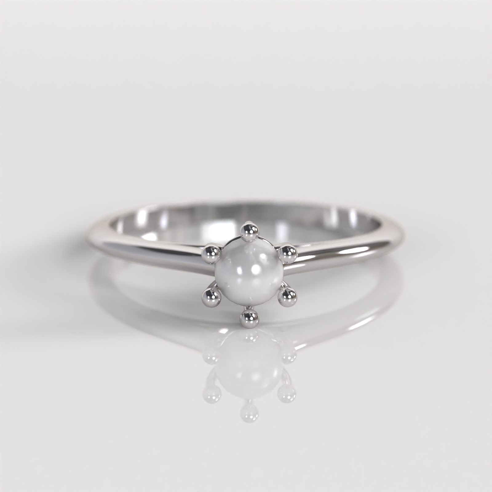 Anillo de Compromiso Perla - Oro Blanco 18K