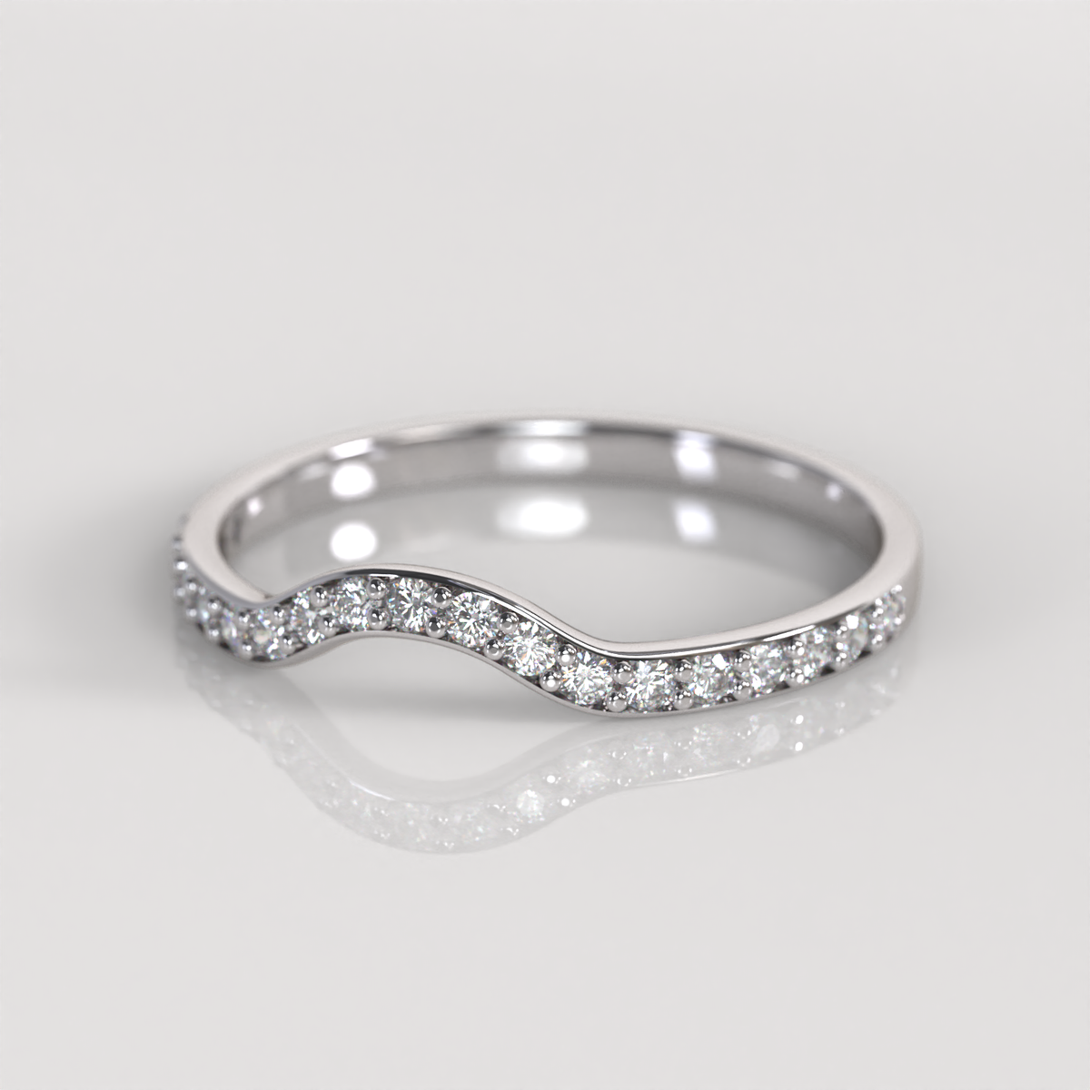 Anillo Cintillo Curvo Santana - Oro Blanco 18K