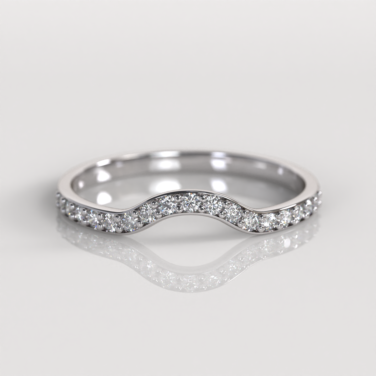 Anillo Cintillo Curvo Santana - Oro Blanco 18K