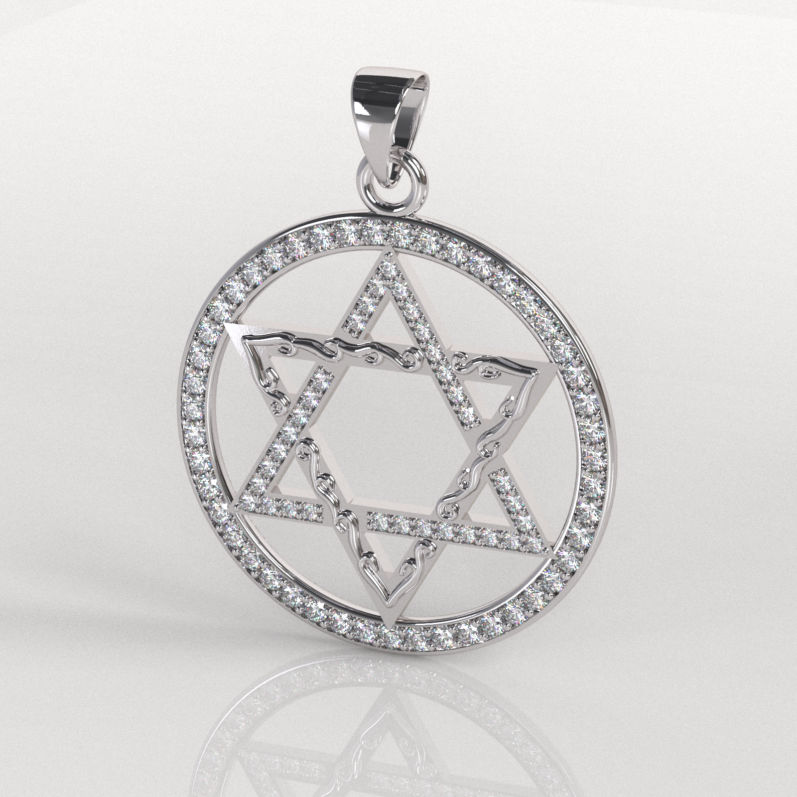 Colgante Estrella de David - Oro Blanco 18K