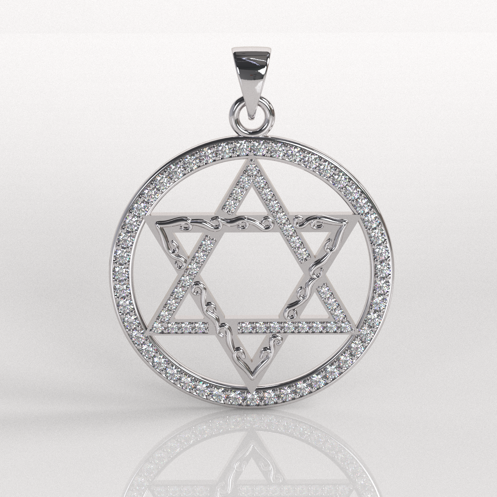 Colgante Estrella de David - Oro Blanco 18K