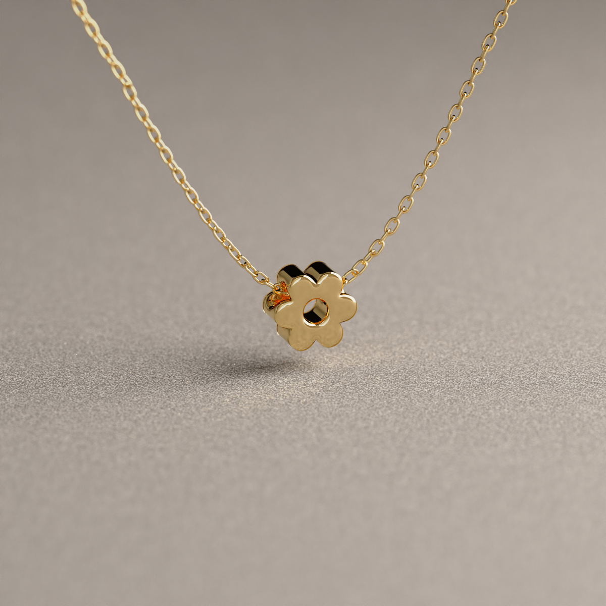 Collar de Cadena Limada con Flor Mini | Oro Amarillo 18K