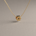 Collar de Cadena Limada con Flor Mini | Oro Rosado 18K