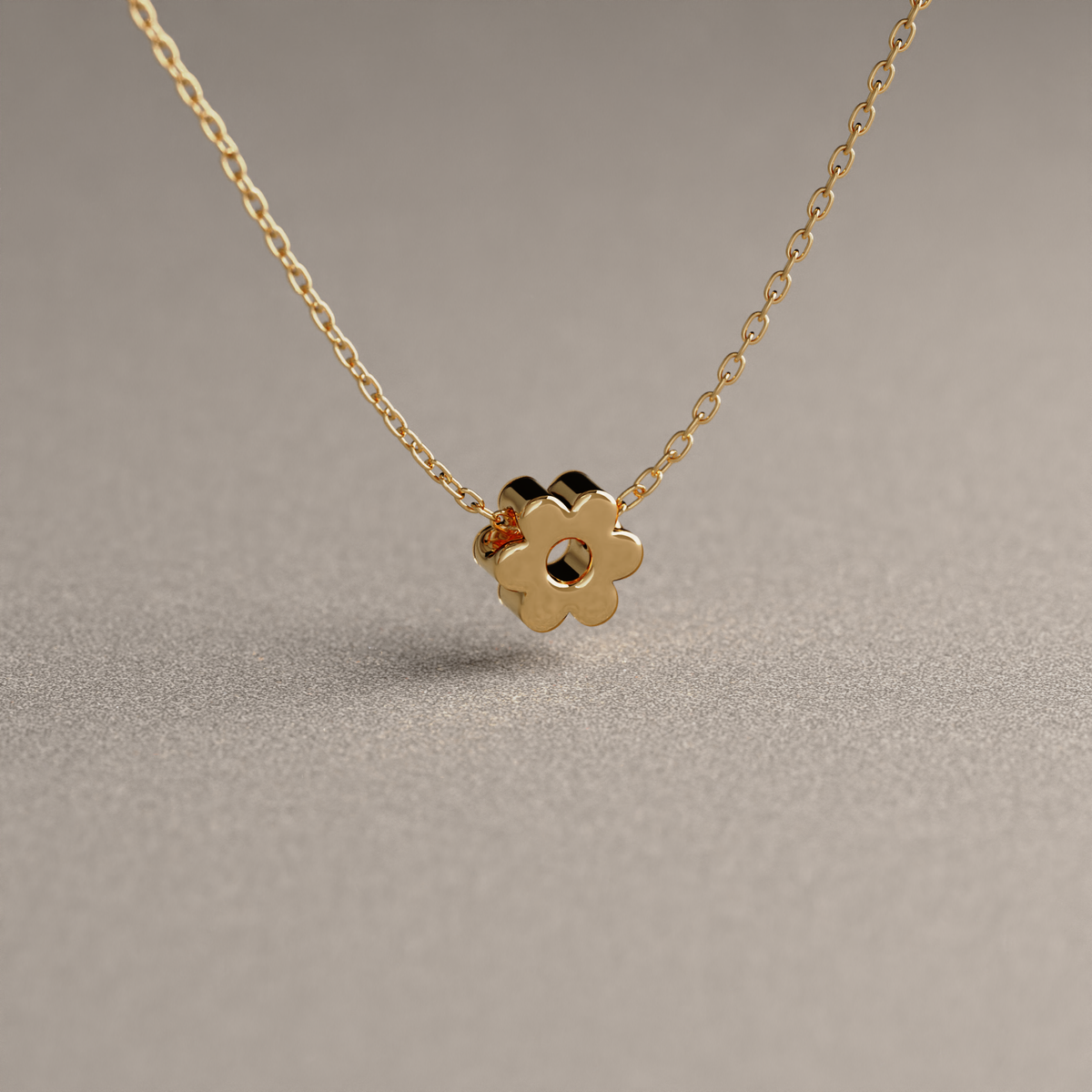 Collar de Cadena Limada con Flor Mini | Oro Rosado 18K