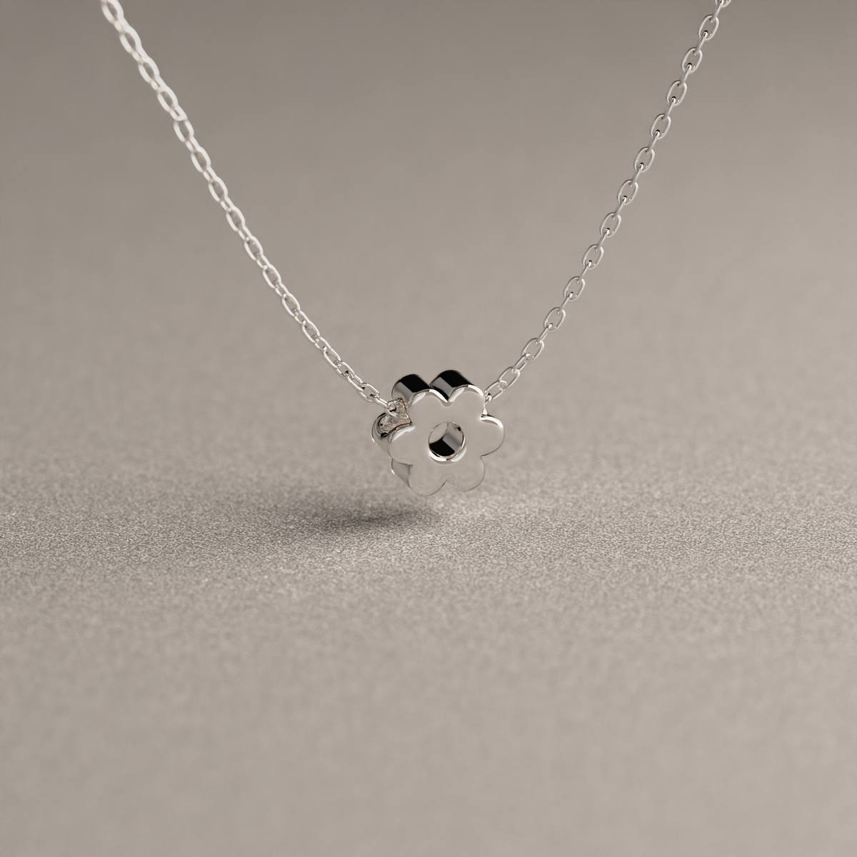 Collar de Cadena Limada con Flor Mini | Plata