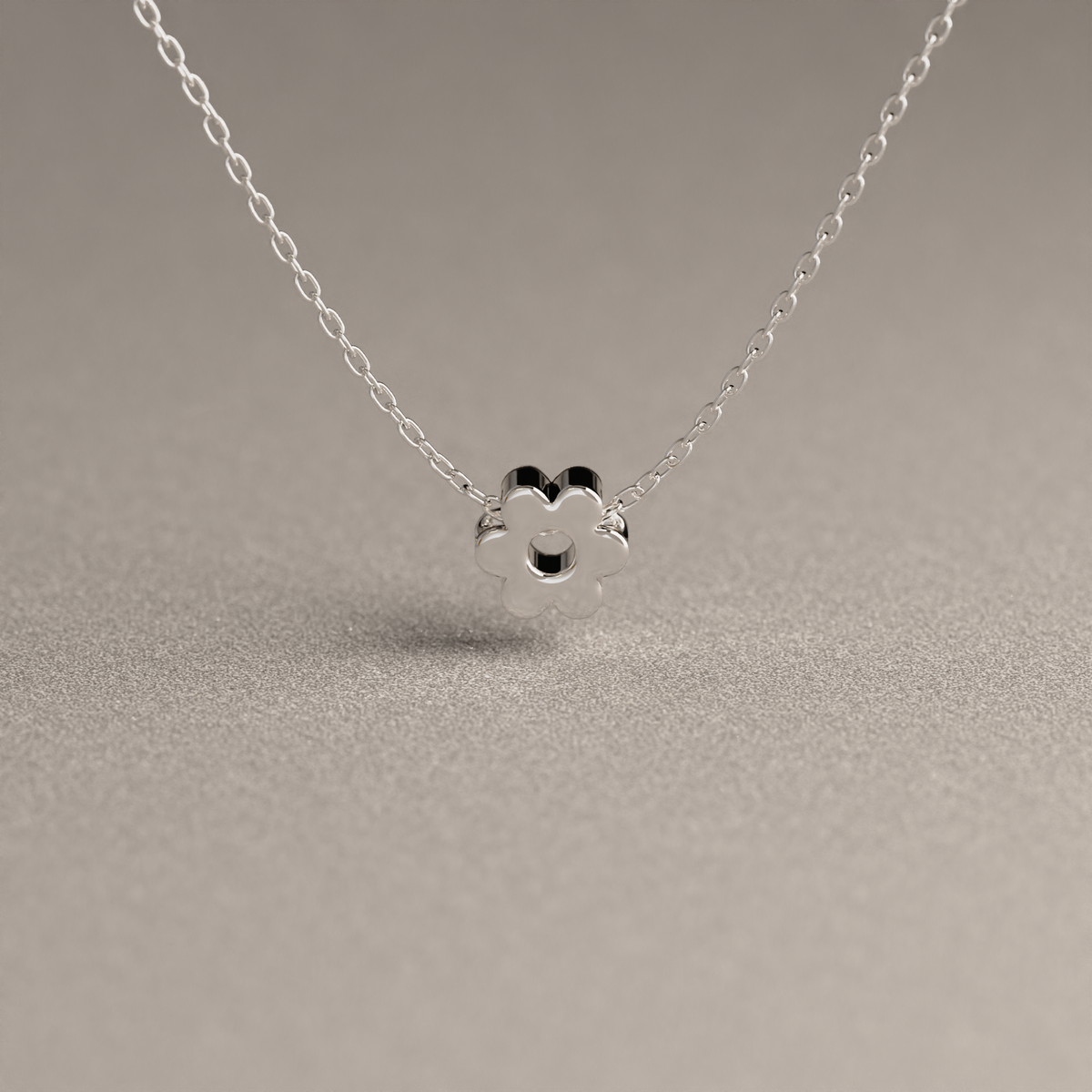 Collar de Cadena Limada con Flor Mini | Plata