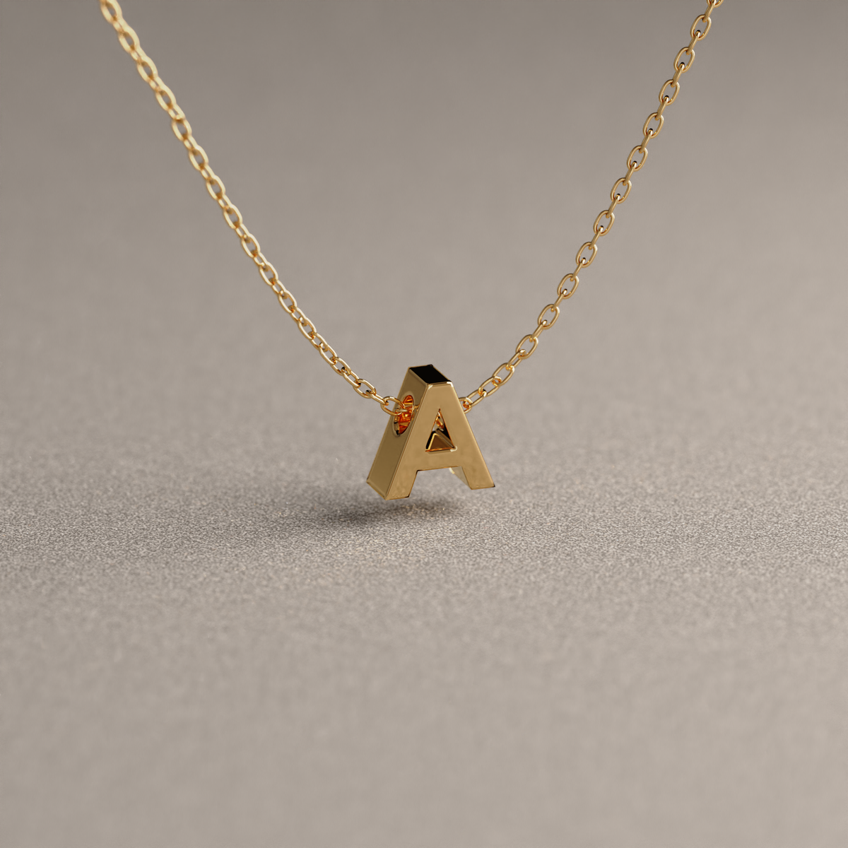 Collar de Cadena Limada con Letra Mini Personalizable | Oro Rosado 18K