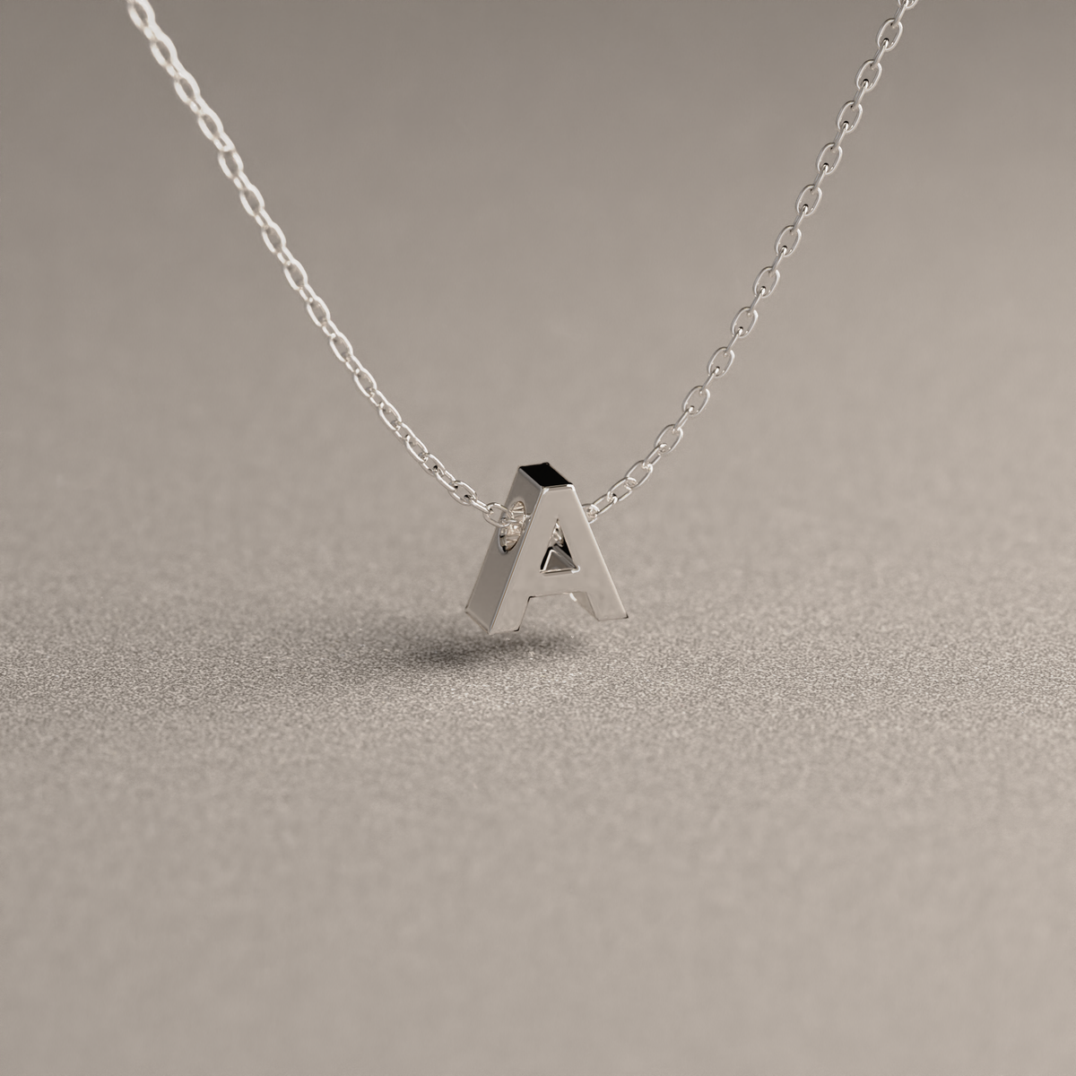 Collar de Cadena Limada con Letra Mini Personalizable | Plata