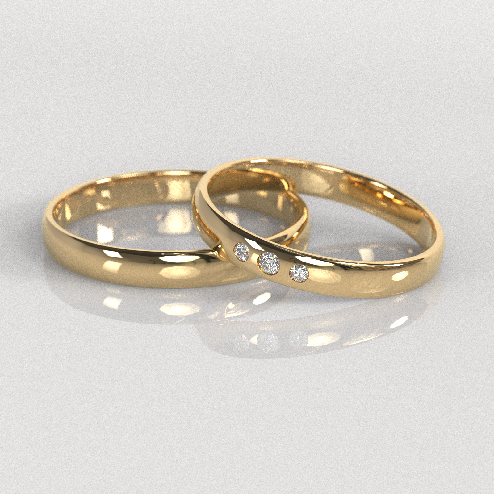 Argollas Inglesas Triple Circón 3mm • 6g - Oro Amarillo 18K