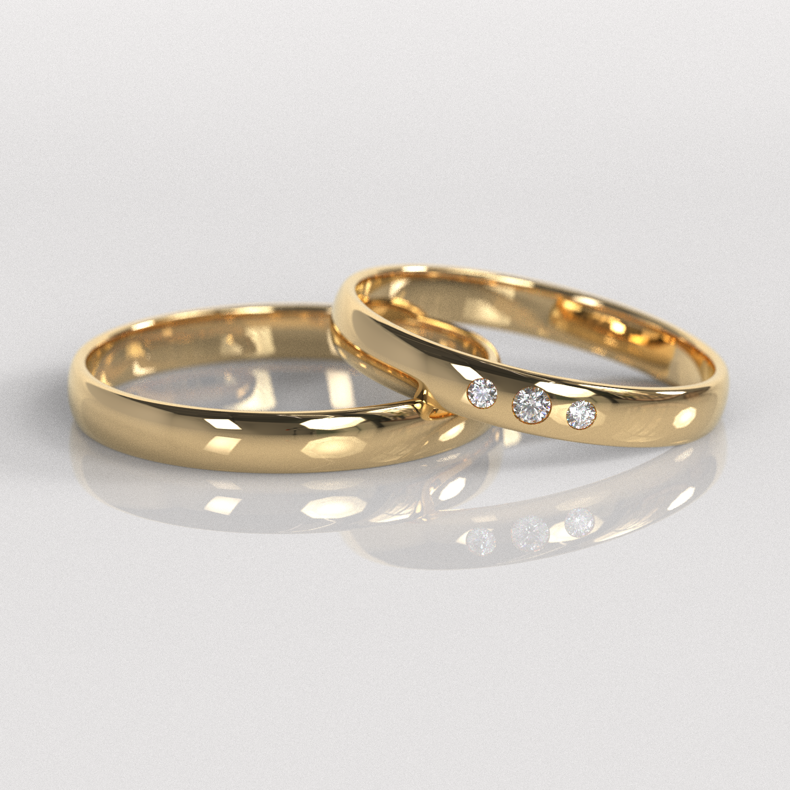 Argollas Inglesas Triple Circón 3mm • 6g - Oro Amarillo 18K