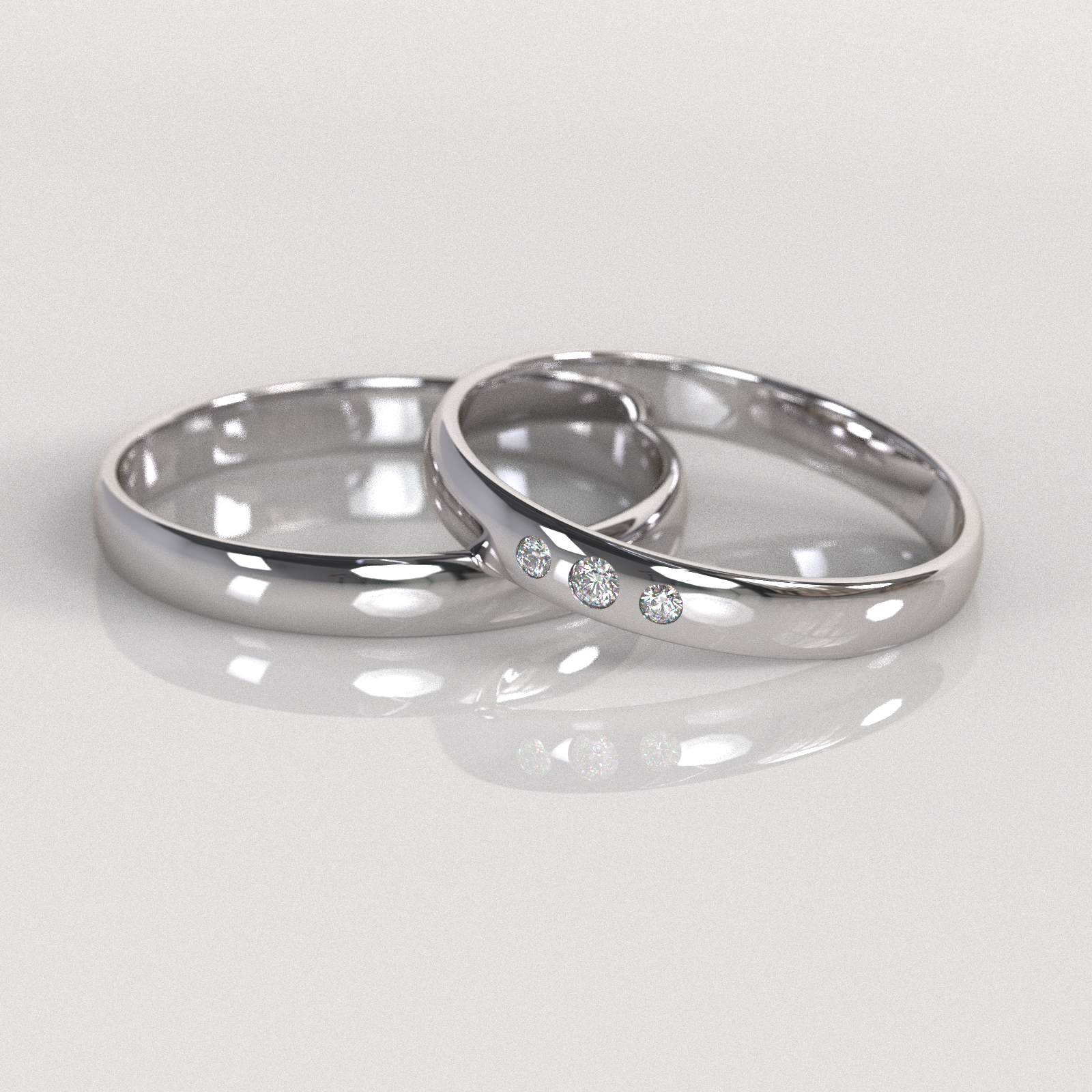 Argollas Inglesas Triple Circón 3mm • 6g - Oro Blanco 18K