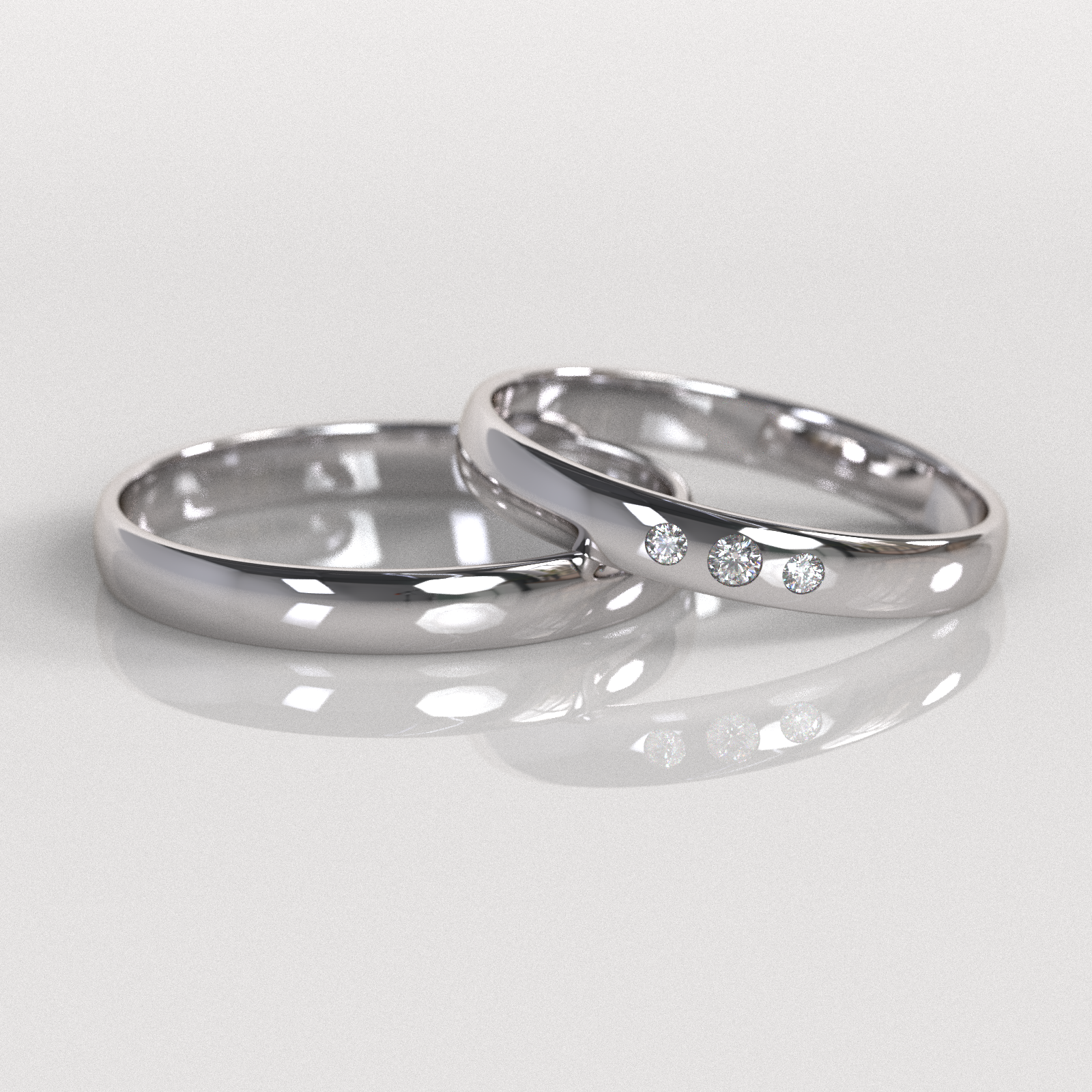 Argollas Inglesas Triple Circón 3mm • 6g - Oro Blanco 18K